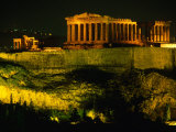 The Acropolis at Night Taken from Phiopappos Hill, Athens, Greece Photographic Print by John Elk III