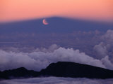 Lunar Eclipse at Sunset with a Moonrise from Summit of Mt. Haleakala, Haleakala NP, Maui, Hawaii Photographic Print by Karl Lehmann