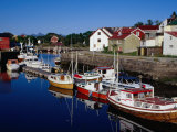 Boats Moored in Channel, Kabelvag, Norway Photographic Print by Craig Pershouse