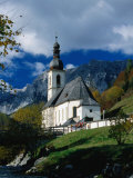 Ramsau Church Above Ramsauer Arche Stream, Berchtesgaden, Germany Photographic Print by Martin Moos