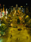 Wenceslas Square at Night in New Town, Blur, Prague, Czech Republic Photographic Print by Richard Nebesky