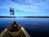 Bow of Boat with Flag Rovaniemi, Lapland, Finland Photographic Print by John Borthwick