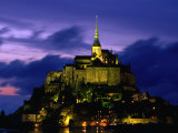 Mont Saint Michel, Lit Up at Sunset, Mont St. Michel, France Photographic Print by John Elk III