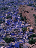 Famous Blue-Washed Houses Seen from Clifftop Meherangarh Fort, Jodhpur, India Photographic Print by Frances Linzee Gordon