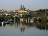 Prague Castle and Strahov Monastery Reflecting on Vltava River, Prague, Czech Republic Photographic Print by Richard Nebesky