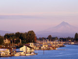 Harbor on the Columbia River with Mt. Hood in Distance, Portland, USA Photographic Print by Ryan Fox
