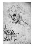 Study of a Head and of an Architectural Structure, Windsor Castle reproduction procédé giclée par Leonardo da Vinci 