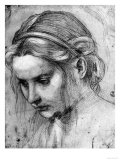 Face of a Woman with Ruffled Hair, Looking Down Giclee Print by Andrea del Sarto 