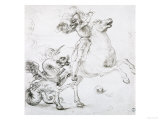 St. George and the Dragon, Drawing, Gabinetto Dei Disegni E Delle Stampe, Uffizi Gallery Giclee Print by Raphael 