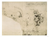Sketches of Male Faces reproduction procédé giclée par Leonardo da Vinci 