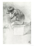 Naked Youth Seated. Drawing Preserved in the Room of Drawings and Prints, Museum of the Uffizi reproduction procédé giclée par Jacopo da Carucci Pontormo