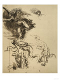 Study of a Female Figure Next to an Altar and a Flying Genius (Allegory of Fortune) Lámina giclée por Leonardo da Vinci Study of a Female Figure Next to an Altar and a Flying Genius (Allegory of Fortune) Lámina giclée por Leonardo da Vinci