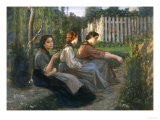 Young Peasant Women Talking, Galleria d'Arte Moderna, Palazzo Pitti, Florence Giclee-vedos tekijänä Cristiano Banti