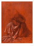 Leonardo da Vinci - Study for the Folds of a Garment of a Female Figure Silverpoint Drawing - Giclee Baskı