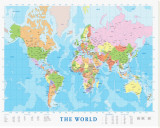 Modern Map of the World Reproduction transférée sur toile