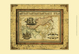 Crackled Map of Asia Print by Deborah Bookman
