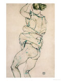 Standing Semi-Nude with Raised Left Arm, 1914 Reproduction procédé giclée par Egon Schiele
