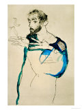 Painter Gustav Klimt in His Blue Painter's Smock, 1913 Reproduction procédé giclée par Egon Schiele