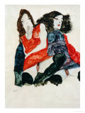 Deux filles reproduction procédé giclée par Egon Schiele