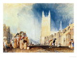 Stamford, Lincolnshire, Circa 1828, Watercolour on Paper Giclee Print by William Turner