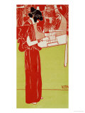 Music, A Woman Playing the Lyre Reproduction procédé giclée par Gustav Klimt
