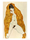 Upright Nude with Spread Legs and Yellow-Brown Shawl, 1914 Giclee-vedos tekijänä Egon Schiele Upright Nude with Spread Legs and Yellow-Brown Shawl, 1914 Giclee-vedos tekijänä Egon Schiele