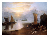 Sun Rising Through Vapour: Fishermen Cleaning and Selling Fish reproduction procédé giclée par William Turner