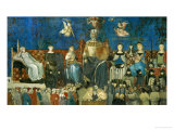The Allegory of Good Government, Showing the Virtues Reproduction procédé giclée par Ambrogio Lorenzetti
