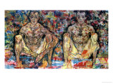 Two Squatting Men, (Double Self-Portrait), 1918 reproduction procédé giclée par Egon Schiele