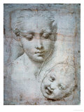 Heads of the Virgin and Child, 1508-1510, Silverpoint on Orange-Pink Paper Gicleetryck av Raphael Heads of the Virgin and Child, 1508-1510, Silverpoint on Orange-Pink Paper Gicleetryck av Raphael