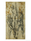 Two Male Nudes Lifting up a Third Man reproduction procédé giclée par Michelangelo Buonarroti 