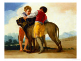 Boys with a Wild Dog 1786-87 Giclee Print by Francisco de Goya