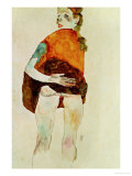 Standing Girl with Raised Skirt, 1911 reproduction procédé giclée par Egon Schiele