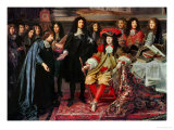 (Henri Testelin after Le Brun) Louis XIV Establishes the Academy of Science (Detail) Giclee Print by Charles Le Brun
