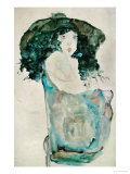 Girl with Blue-Black Hair and Hat, 1911 reproduction procédé giclée par Egon Schiele