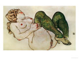 Nude with Green Stockings, 1918 Giclee Print by Egon Schiele