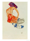 Seated Female Nude with Blue Garter, Back View, 1910 Giclee-vedos tekijänä Egon Schiele