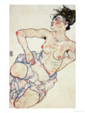 Kneeling Female Semi-Nude, 1917 Giclee-vedos tekijänä Egon Schiele Kneeling Female Semi-Nude, 1917 Giclee-vedos tekijänä Egon Schiele