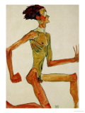 Kneeling Male Nude, in Profile Facing Right, 1910 Giclee-vedos tekijänä Egon Schiele Kneeling Male Nude, in Profile Facing Right, 1910 Giclee-vedos tekijänä Egon Schiele