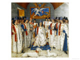 Louis Xi Presiding Over a Meeting of the Order Os Saint Michel Giclee Print by Jean Fouquet