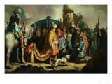 David Offers the Head of Goliath to King Saul reproduction procédé giclée par Rembrandt van Rijn 