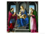 Madonna and Child Surrounded by Saint Julian and Saint Nicholas of Myre, Before 1494 Giclée-tryk af Lorenzo di Credi