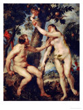 Adam and Eve, a Rather Free Copy of the Painting by Titian Giclee Print by Peter Paul Rubens