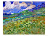Wheatfield and Mountains, c.1889 Reproduction procédé giclée par Vincent van Gogh
