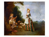 The Dance, Oil on Canvas (Around 1719) Reproduction procédé giclée par Jean Antoine Watteau
