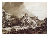 Houses Under a Stormy Sky, Pen and Brown Ink Drawing reproduction procédé giclée par Rembrandt van Rijn 