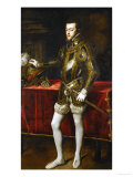 King Philip II of Spain (1527-1598), the King in Armor; Morion and Gloves on a Table Giclee Print by Titian (Tiziano Vecelli) 