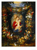 And Jan Brueghel: Mary Virgin and Child with Wreath of Flowers and Fruits Giclee Print by Peter Paul Rubens