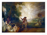 The Concert (The Music Lesson), 1717 reproduction procédé giclée par Jean Antoine Watteau