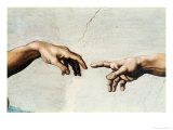 The Creation of Adam, Detail of God's and Adam's Hands, from the Sistine Ceiling Reproduction procédé giclée par Michelangelo Buonarroti 